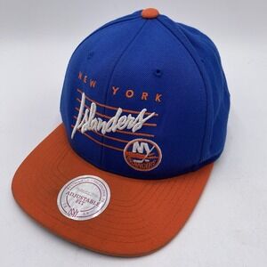 New York Islanders Hat Mitchell & Ness Throwback Snapback Blue‎ Orange Cleaned